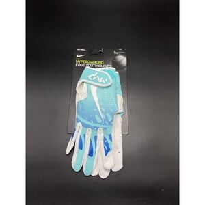 Nike Youth Size L Hyperdiamond Edge‎ Softball Batting Gloves Aqua White Baseball